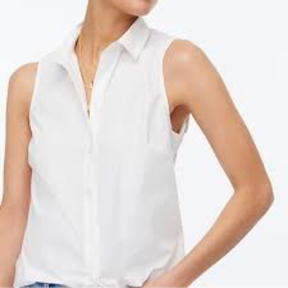 J Crew Sleeveless cotton poplin shirt